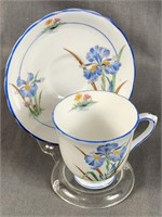 Tuscan Blue Iris Teacup & Saucer