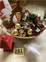 Basket of Christmas decor