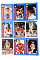 Group of 9 WF Wrestlemania Collector Crads