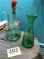 Wine jug and decanter in green