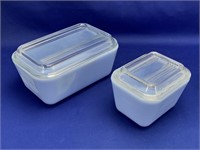 Pair Pyrex Blue Covered Fridge Containers
