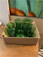 Five green vases