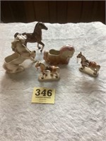Ceramic horses, some marked made in Japan