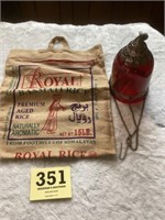 Royal Basmati rice bag and hanging glass candle