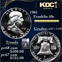 Proof 1961 Franklin Half Dollar 50c Graded pr67+ C