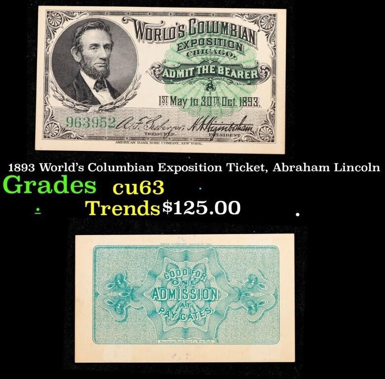 1893 World's Columbian Exposition Ticket, Abraham