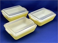 Set 3 Yellow Covered Pyrex Casserole Dishes