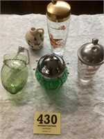Glassware Inc. including music box, candy jar