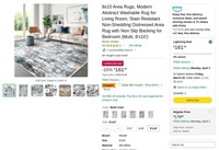R427  Abstract Washable Rug, Non-Shedding 8'x10