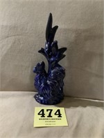 Blue, ceramic rooster