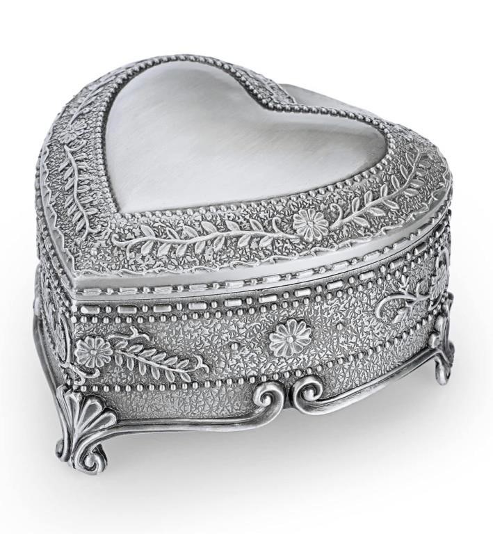 Vintage style heart shape jewelry box
