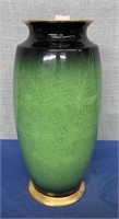 13” h Green Vase with Gold Trim , Made in England