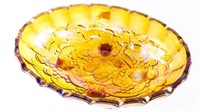 Oval Footed Carnival Glass Bowl1
