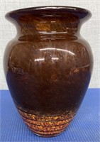 Vintage Art Glass Vase Brown / Orange 7.5” h