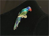 Vintage Enamelled Parrot Costume Brooch