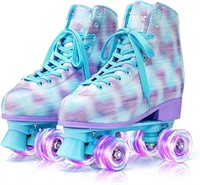 B916  Double-Row Light-up Roller Skates, Blue-Purp