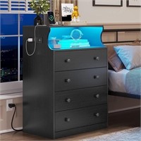 LED Dresser with Charging Station for Bedroom