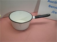 Enamelware Pot, White/Black