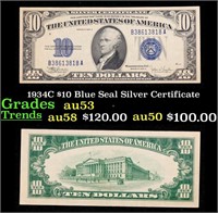 1934C $10 Blue Seal Silver Certificate Grades Sele