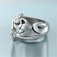 Cat Shaped Silver Plated Ring