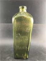 Antique 1880s JJW Peters square faced gin bottle,