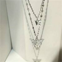 Double Butterfly Zircon Necklace Clavicle Jewelry