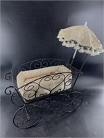 Vintage dolls, carriage and parasol, carriage heig