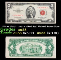 **Star Note** 1953 $2 Red Seal United States Note