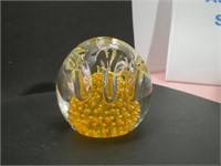 Paperweight Pen Holder, Yellow Bubble Interior