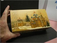 Etched & Painted Wooden Hinged Box
