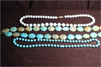 Collection of 3 Necklaces Blue and Greenish Colors
