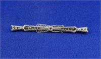 C1930 Sterling Silver Filigreed Bar Pin