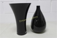 2 Black Ceramic Decor Pieces 13 & 12.5H