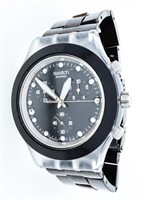 SWATCH Watch, Bling Dial, Black Stainless Steel ba