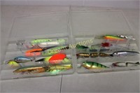 2 Plastic Boxes with Lures & Hooks