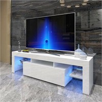 Large High Gloss White TV Unit Cabinet Stand w/LED
