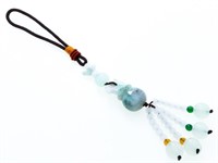 Hand Varved Jade Bracelet w/ Nylon Chord, Beads &
