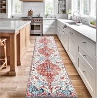 R410  IOHOUZE Boho Runner Rug, 2.6x10, Medal-blue