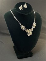 Vintage Butterfly Necklace & Earring Set