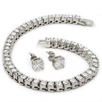 Fancy Stylish Silver Earing and Bracelet Set