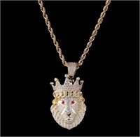 Gold Iced King Lion Pendant Necklace Chain