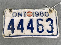 1980 Motorcycle Licence Plate