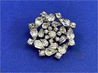 Vintage Rhinestone Brooch Reverse Tier