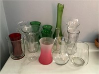 Assorted glass vases