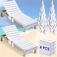 B982  Pure Cotton Beach Chair Towel Set, Navy Blue