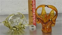 2 small art glass baskets, see pics