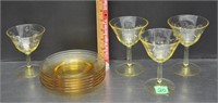 Yellow etched depression glass, see pics