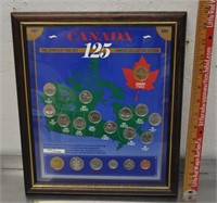Canada 125th birthday coin set, framed