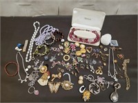 Lot of Vintage Pins, Costume Jewelry & More