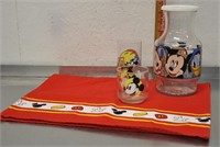 Disney glassware, towel